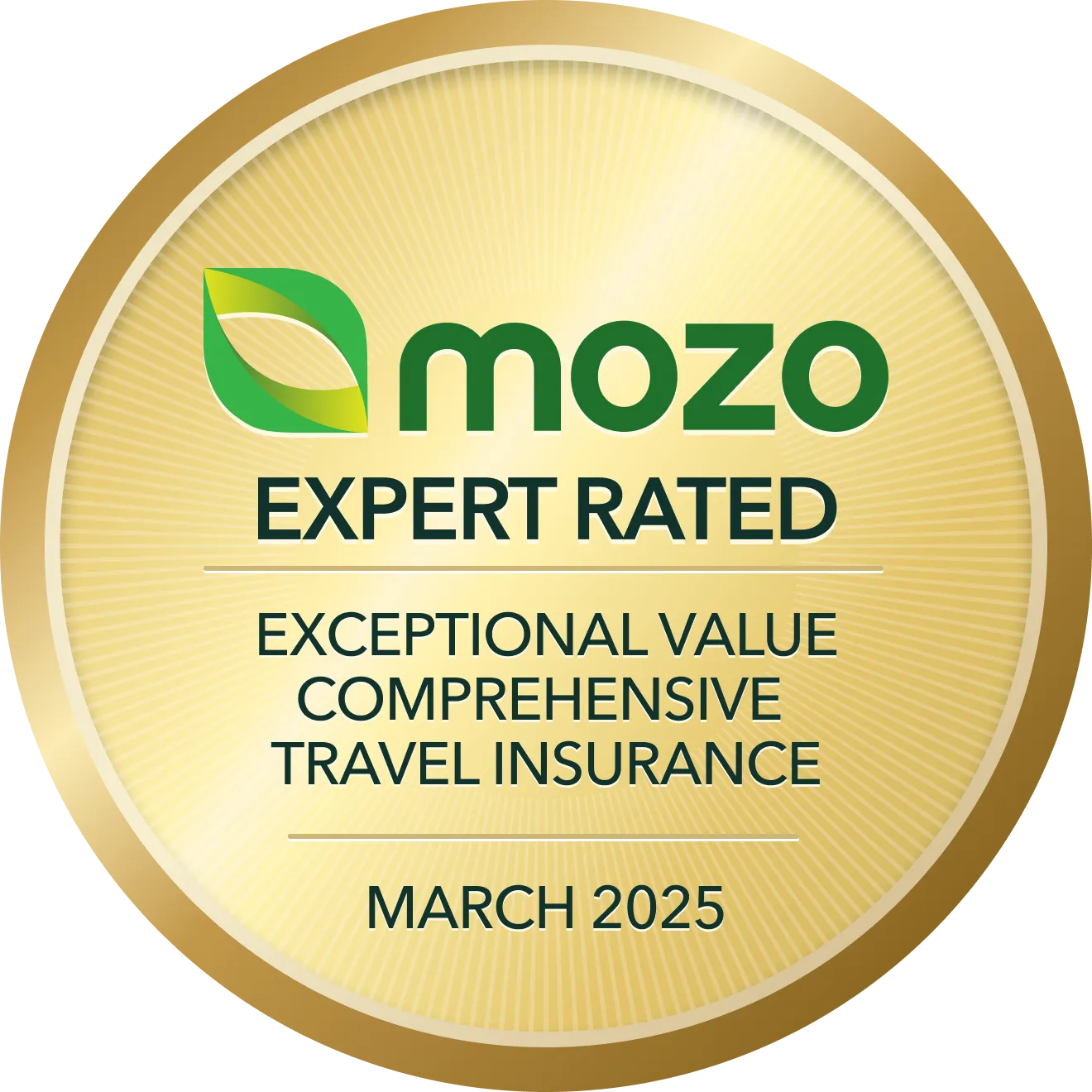 Mozo Experts Choice Award 2025 — Exceptional Value Comprehensive Travel Insurance